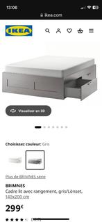 Cadre de lit Brimnes couleur noir, Maison & Meubles, Chambre à coucher | Lits, 140 cm, Enlèvement, Utilisé, 200 cm