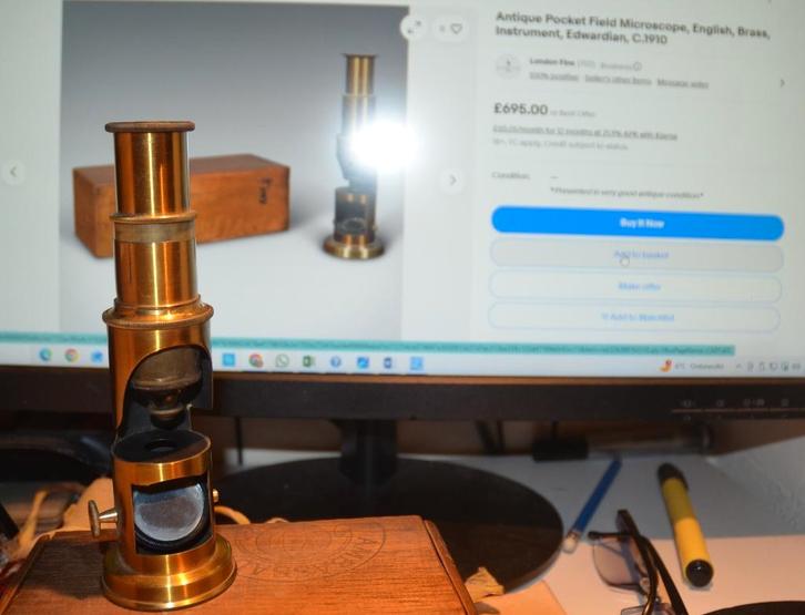 Antieke compound drum microscoop, Antiquités & Art, Antiquités | Outils & Instruments, Enlèvement