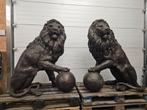 BRONZEN TOPBEELDEN KOPPEL LEEUWEN, LAGE VERKOOPPRIJS !!!, Tuin en Terras, Tuinbeelden, Ophalen of Verzenden, Nieuw, Dierenbeeld
