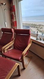 Fauteuil Ikea Poang - Rood leer, Ophalen, Zo goed als nieuw, Leer