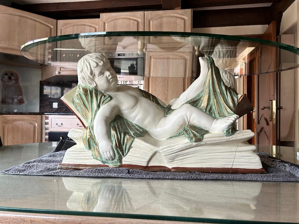 salontafel met glazen blad, Huis en Inrichting, Tafels | Salontafels, Gebruikt, Minder dan 50 cm, 50 tot 100 cm, 100 tot 150 cm