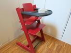 Stokke Tripp Trapp rood + verkleinset en zwarte tray, Kinderen en Baby's, Kinderstoelen, Ophalen, Gebruikt