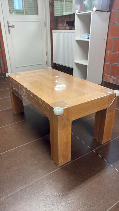 Massief eiken salontafel, Huis en Inrichting, Tafels | Salontafels, Gebruikt, Minder dan 50 cm, 50 tot 100 cm, 100 tot 150 cm