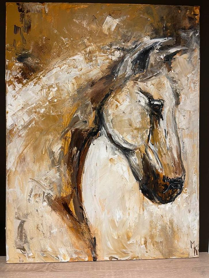 Vrij groot abstract  schilderij fier paard, Antiek en Kunst, Kunst | Schilderijen | Abstract, Ophalen