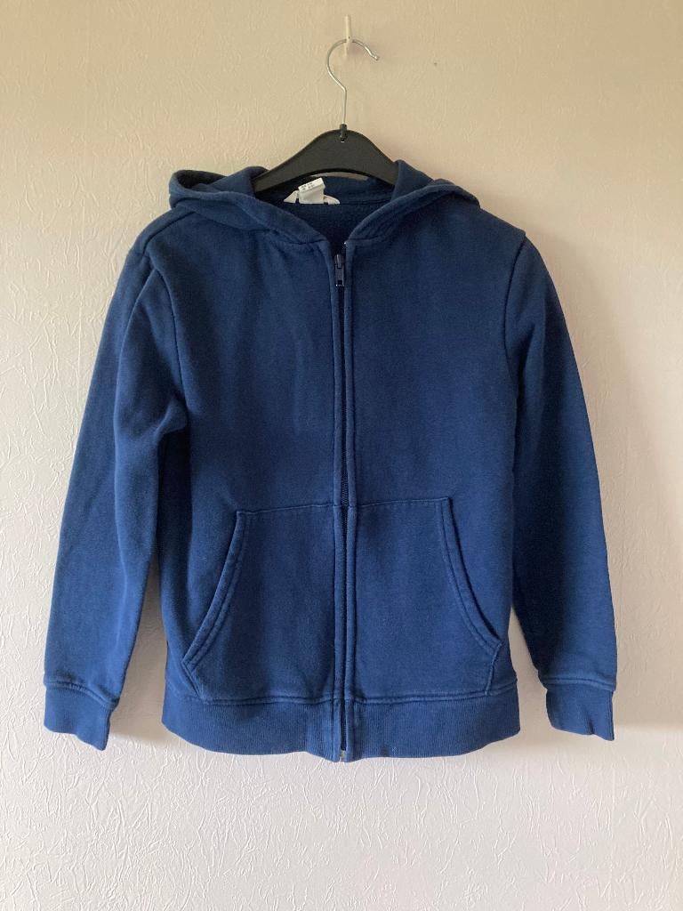 Donkerblauw vestje met muts in sweaterstof, H&M, 134-140, Enfants & Bébés, Vêtements enfant | Taille 134, Garçon, Enlèvement ou Envoi