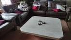 Vierkante salontafel in Travertin -natuursteen, Overige materialen, 100 tot 150 cm, 100 tot 150 cm, Zo goed als nieuw