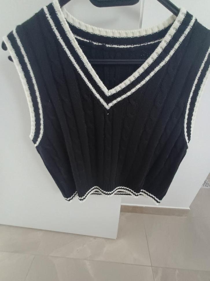 Shein - kabel gebreide vest (mt L), Kleding | Dames, Truien en Vesten, Nieuw, Maat 42/44 (L), Zwart, Ophalen of Verzenden