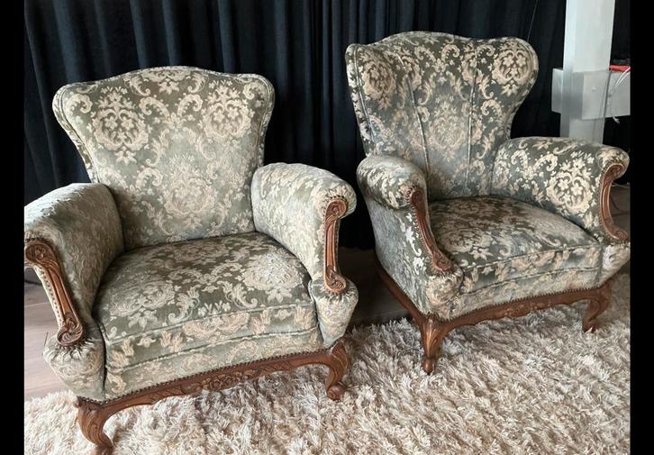 Authentiek salon, Huis en Inrichting, Fauteuils, Gebruikt, Ophalen