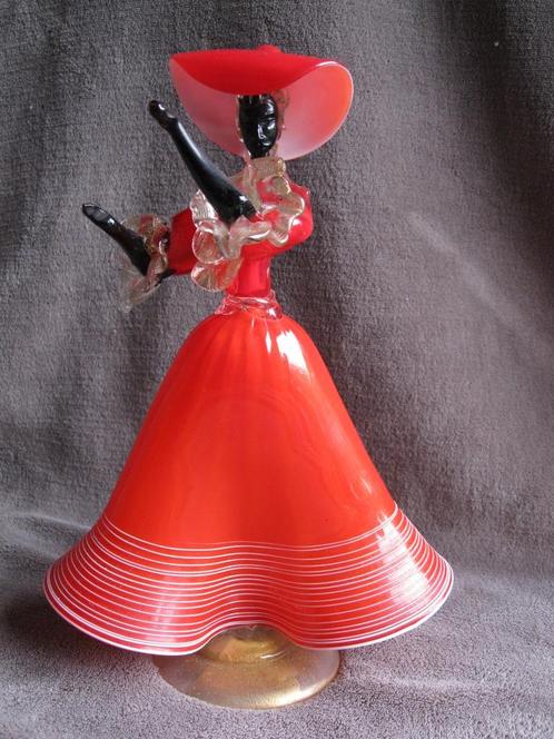 Kunstglas dame (rode jurk) Murano., Antiquités & Art, Antiquités | Verre & Cristal, Enlèvement