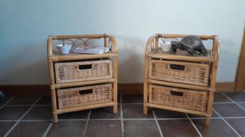 2 rotan vintage ladekastjes beschikbaar voor biedingen