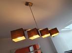 Inox hanglamp/luster met bijhorende tafellamp "soft touch", Huis en Inrichting, Lampen | Hanglampen, Modern, Metaal, Zo goed als nieuw