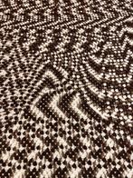 Granny woondeken plaid gehaakt bruin ecru 115/74, Huis en Inrichting, Woonaccessoires | Plaids en Woondekens, Ophalen of Verzenden