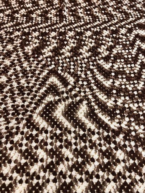 Granny woondeken plaid gehaakt bruin ecru 115/74, Huis en Inrichting, Woonaccessoires | Plaids en Woondekens, Ophalen of Verzenden