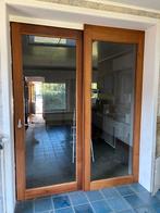Schuifraam binnen hardhout, Doe-het-zelf en Bouw, Raamkozijnen en Schuifdeuren, Ophalen, Gebruikt, 150 tot 225 cm, Inclusief glas