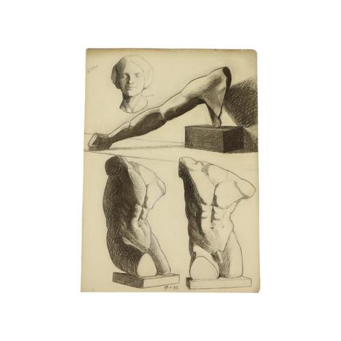 Grote Academische Tekening Renée Belvaux 1903-1984 Man Naakt, Antiquités & Art, Art | Dessins & Photographie, Enlèvement ou Envoi