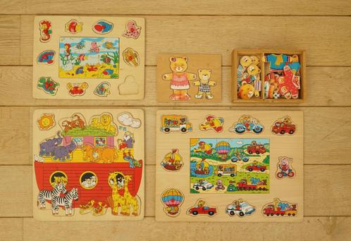 houten puzzels, Kinderen en Baby's, Speelgoed | Kinderpuzzels, Gebruikt, 6 maanden tot 2 jaar, Minder dan 10 stukjes, Van hout