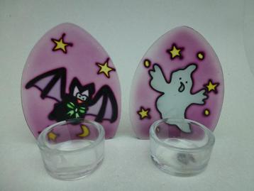 halloween glas voor T lichtje spook vleermuis  beschikbaar voor biedingen