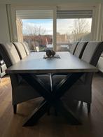 Table à manger champêtre avec 6 chaises incluses, Comme neuf, Métal, Rectangulaire, Landelijk
