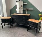 Zwarte commode + bijhorende nachtkastjes, Ophalen, Zo goed als nieuw