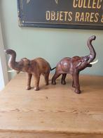 Paire d'éléphants vintages en cuir, Collections, Enlèvement ou Envoi, Utilisé, Autres