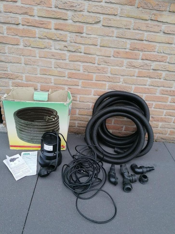 Dompelpomp met vlotter en afvoerdarm+allerlei koppelingen, Tuin en Terras, Waterpompen, Zo goed als nieuw, Dompelpomp, Ophalen
