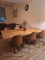 Massieve, eikenhout eettafel + 6 stoelen, Huis en Inrichting, Tafels | Eettafels, Ophalen, Gebruikt, 100 tot 150 cm, Eikenhout