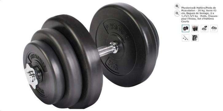 Physionics Haltère/Poids de Musculation, Sport en Fitness, Fitnessmaterialen, Nieuw, Dumbbell, Armen, Borst, Buik, Ophalen