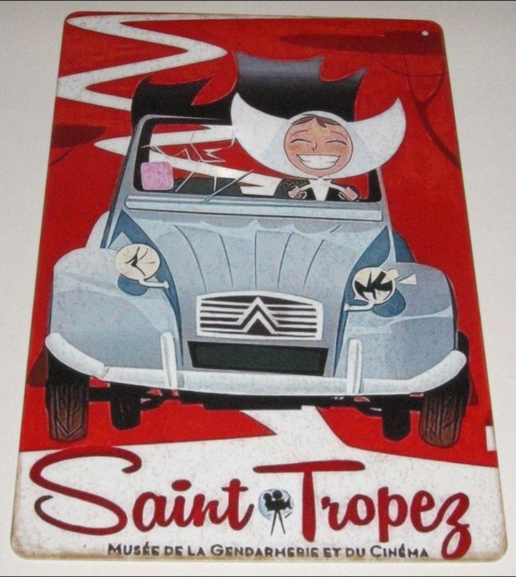 Citroën 2CV : Metalen Bord Citroën 2CV - Saint Tropez, Collections, Marques automobiles, Motos & Formules 1, Neuf, Voitures, Envoi
