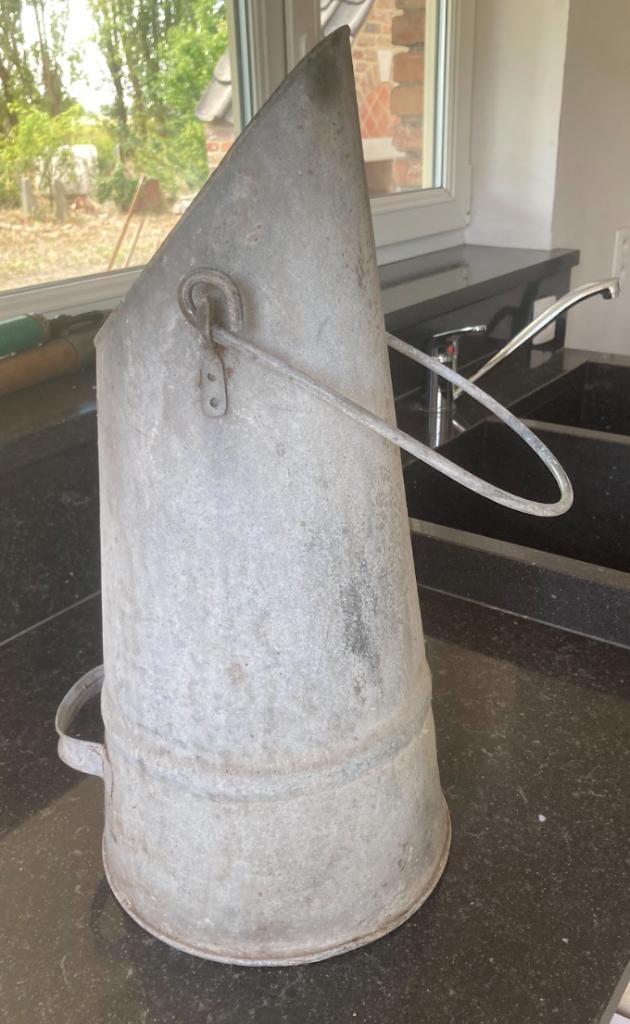 Vintage zinken kolenkan, Huis en Inrichting, Overige Huis en Inrichting, Ophalen