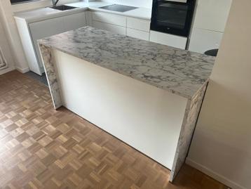 complete keuken met eiland, Synthétique, Comme neuf, Enlèvement, Blanc