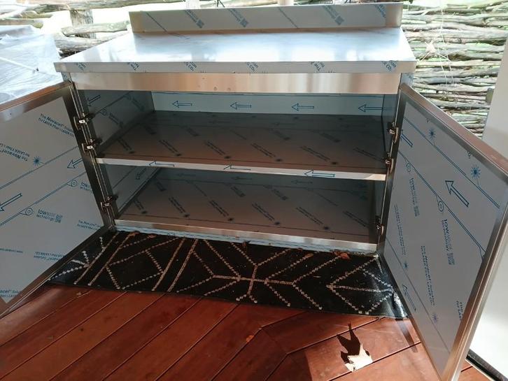 Nieuwe inox onderkast met dubbele deuren (horecakwaliteit), Huis en Inrichting, Keuken | Keukenelementen, Ophalen