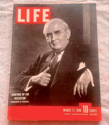 Life Magazine  11 mars 1946, sénateur Vandenberg du Michigan