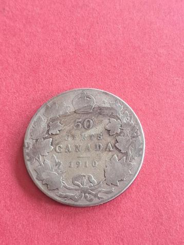 1910 Canada 50 cents in zilver Edward VII