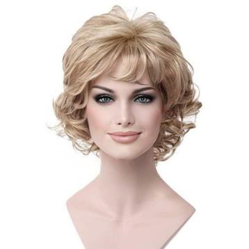 Moderne pruik kort krullend haar blondmix kleur H16-613 beschikbaar voor biedingen
