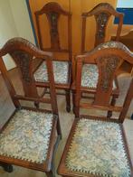 Antieke stoelen met houtsnijwerk en mooie stof, Antiek en Kunst, Ophalen