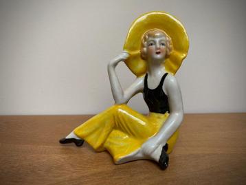 OUD PORSELEINEN BEELDJE BADEN ART DECO 1930 SEASIDE beschikbaar voor biedingen