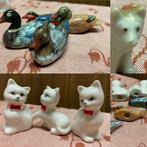8 petites statues de chats, canards, chiens., Collections, Statues & Figurines, Utilisé