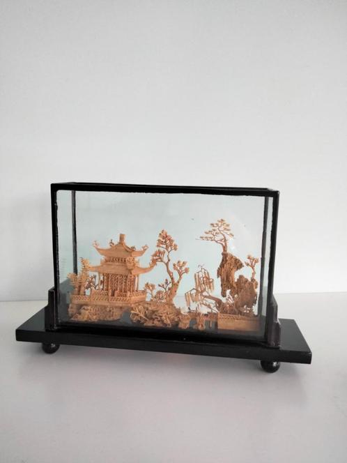 70s vintage Oosters diorama kurk deco, Antiquités & Art, Art | Art non-occidental, Enlèvement ou Envoi