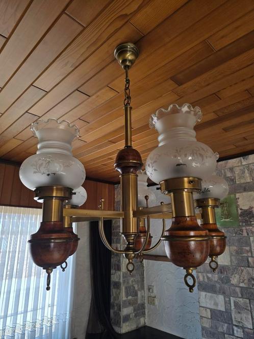 Kroonluchter, Huis en Inrichting, Lampen | Kroonluchters, Gebruikt, Hout, Ophalen