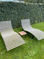 2 belles chaises longues avec table d'appoint, Jardin & Terrasse, Bois, Enlèvement, Utilisé
