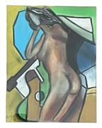 Vroege pastel Alice Frey, abstract naakt, 1956, Ophalen
