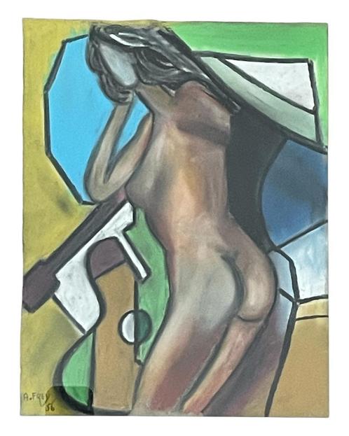 Vroege pastel Alice Frey, abstract naakt, 1956, Antiek en Kunst, Kunst | Schilderijen | Modern, Ophalen