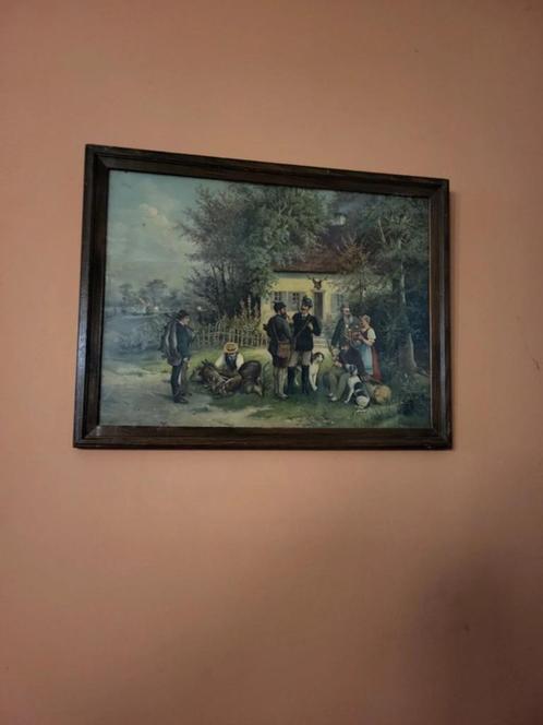 terugkeer van de jacht, Antiek en Kunst, Kunst | Tekeningen en Fotografie, Ophalen of Verzenden