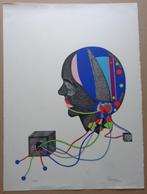 PAUL VAN HOEYDONCK / ROBOTHOOFD / ZEEFDRUK / 76x55cm / SIG, Antiek en Kunst, Ophalen of Verzenden