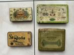 Set van 4 oude blikjes voor sigaretten, zie foto's, Verzamelen, Ophalen of Verzenden, Gebruikt, Verpakking
