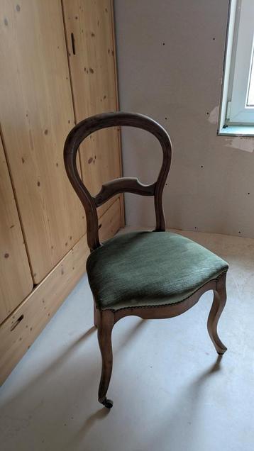 Set Louis Philippe stoelen in groen fluweel beschikbaar voor biedingen