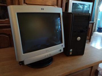 Ordinateur fixe "DELL" + moniteur couleur "HP". beschikbaar voor biedingen