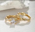 Nieuwe goudkleurige dubbele ring maat 5, Bijoux, Sacs & Beauté, Bagues, Autres matériaux, Avec cristal, Femme, Envoi