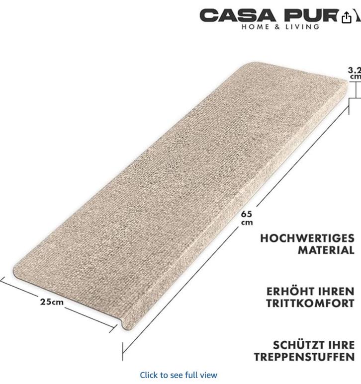 casa pura Set van 7 trapmatten van textielvezel Beige, Huis en Inrichting, Stoffering | Vloerbedekking, Nieuw, Tapijt, Crème, Beige