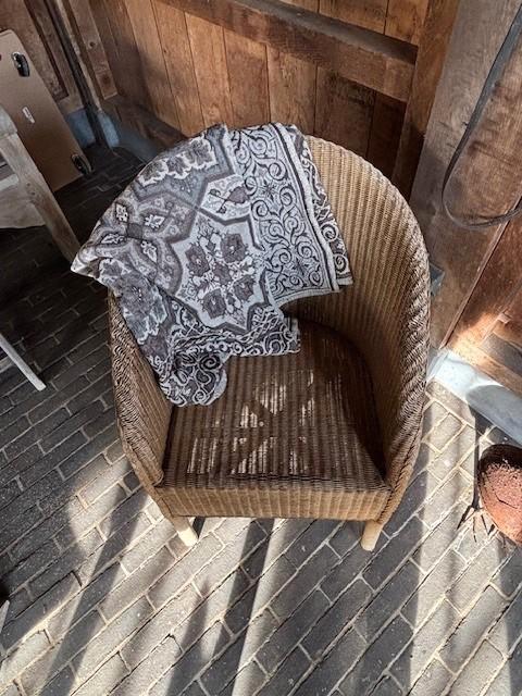 Vintage lloyd loom zeteltje buiten, Huis en Inrichting, Zetels | Zetels, Gebruikt, Eenpersoons, Hout, Ophalen